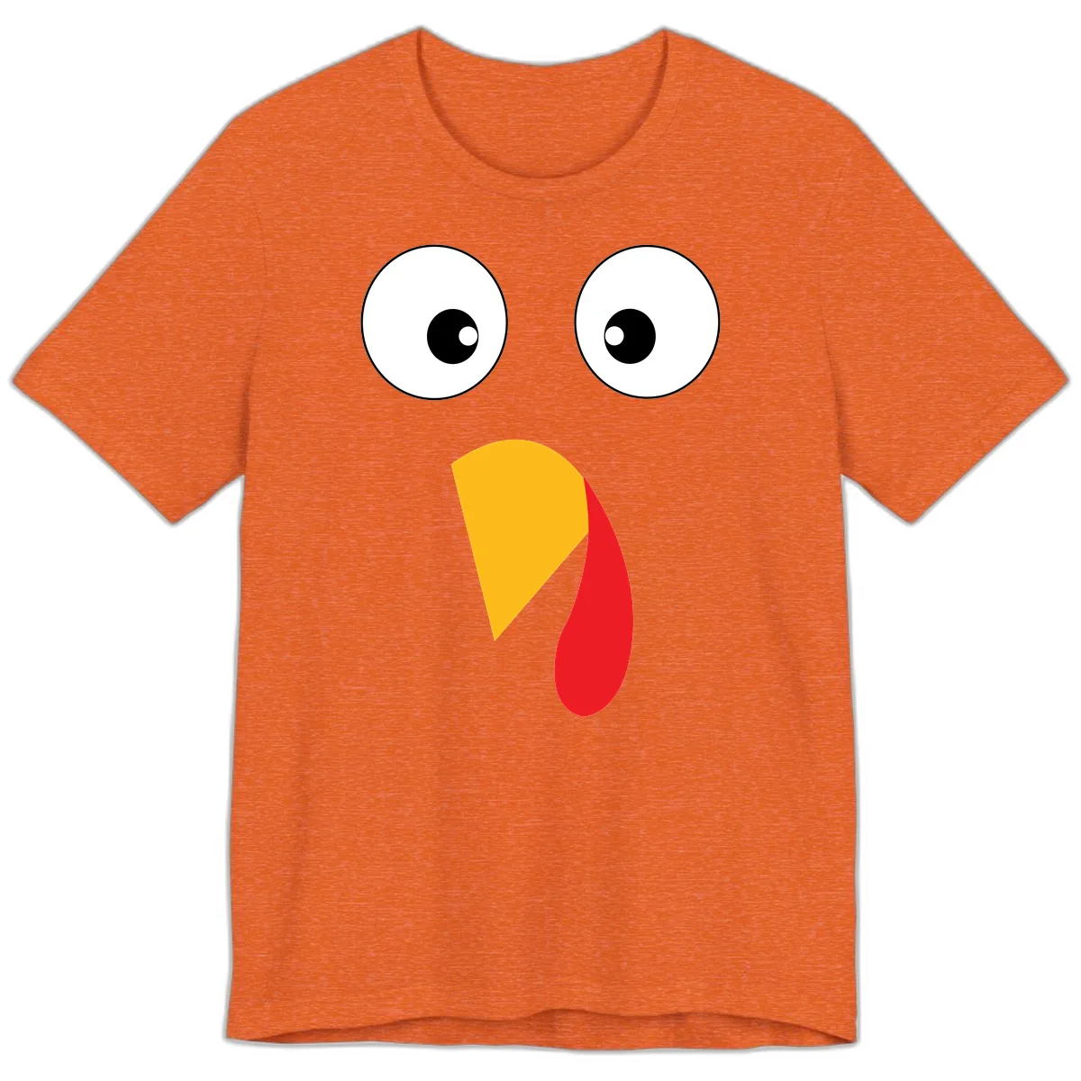 Googly Eyed Turkey Face Premium T-Shirt in Heather Orange