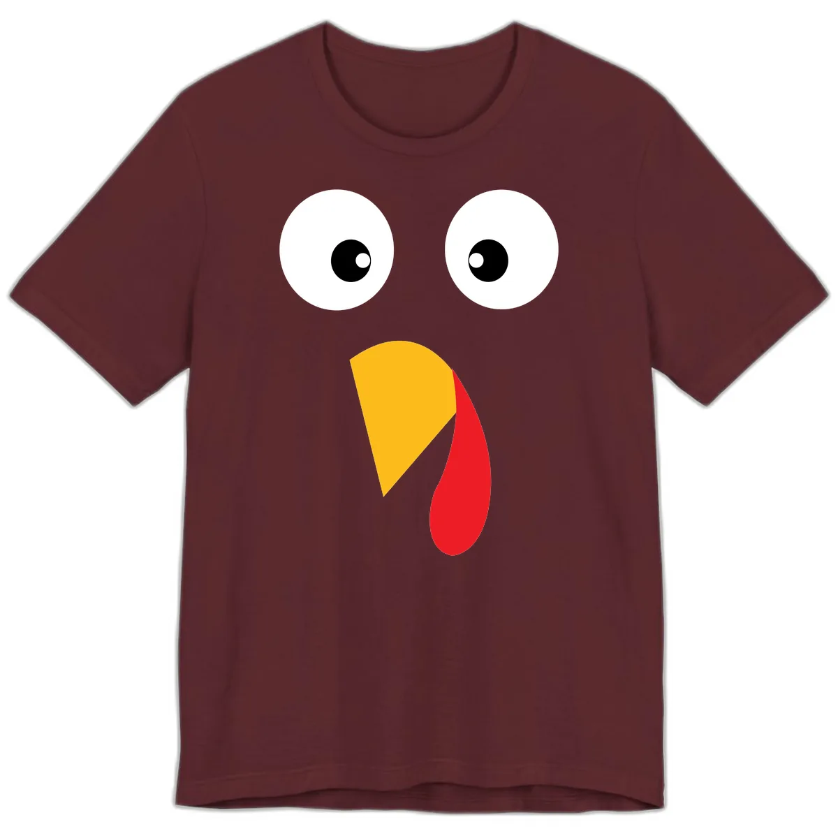 Googly Eyed Turkey Face Premium T-Shirt in Maroon