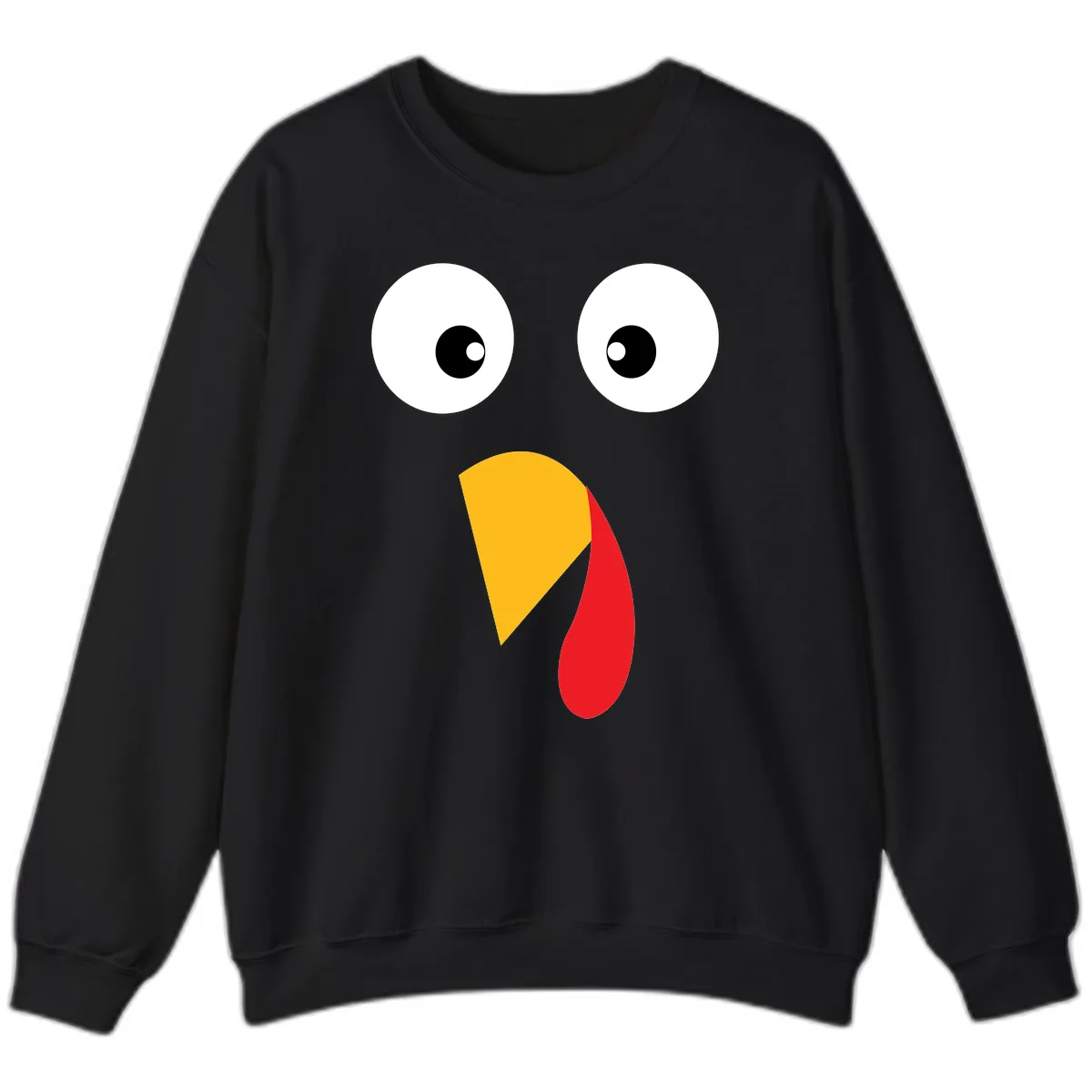 Googly Eyed Turkey Face Sweatshirt in Black