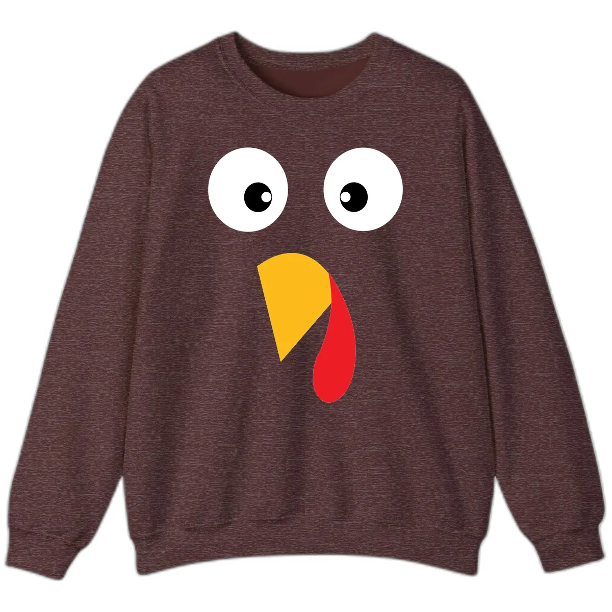Googly Eyed Turkey Face Sweatshirt in Heather Sport Dark Maroon