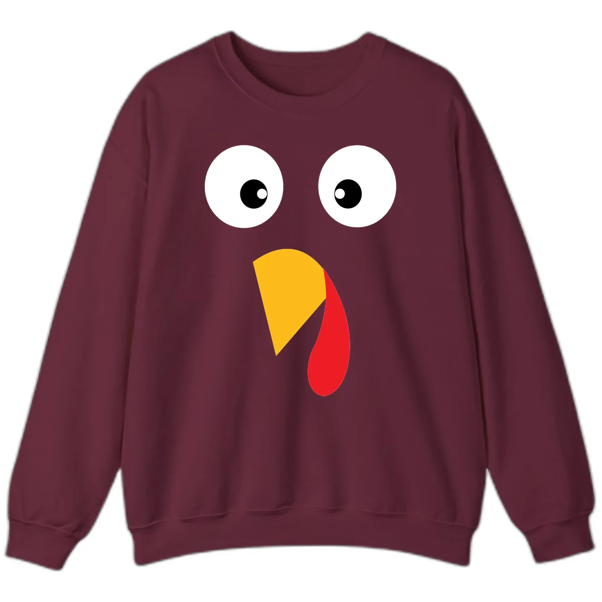 Googly Eyed Turkey Face Sweatshirt in Maroon