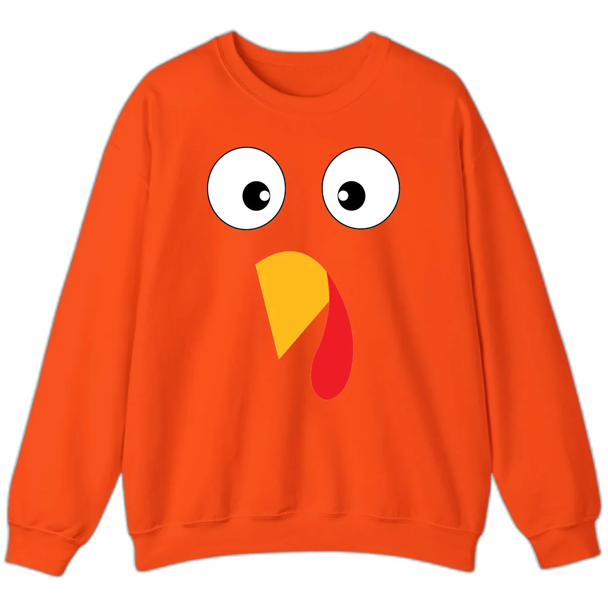 Googly Eyed Turkey Face Sweatshirt in Orange