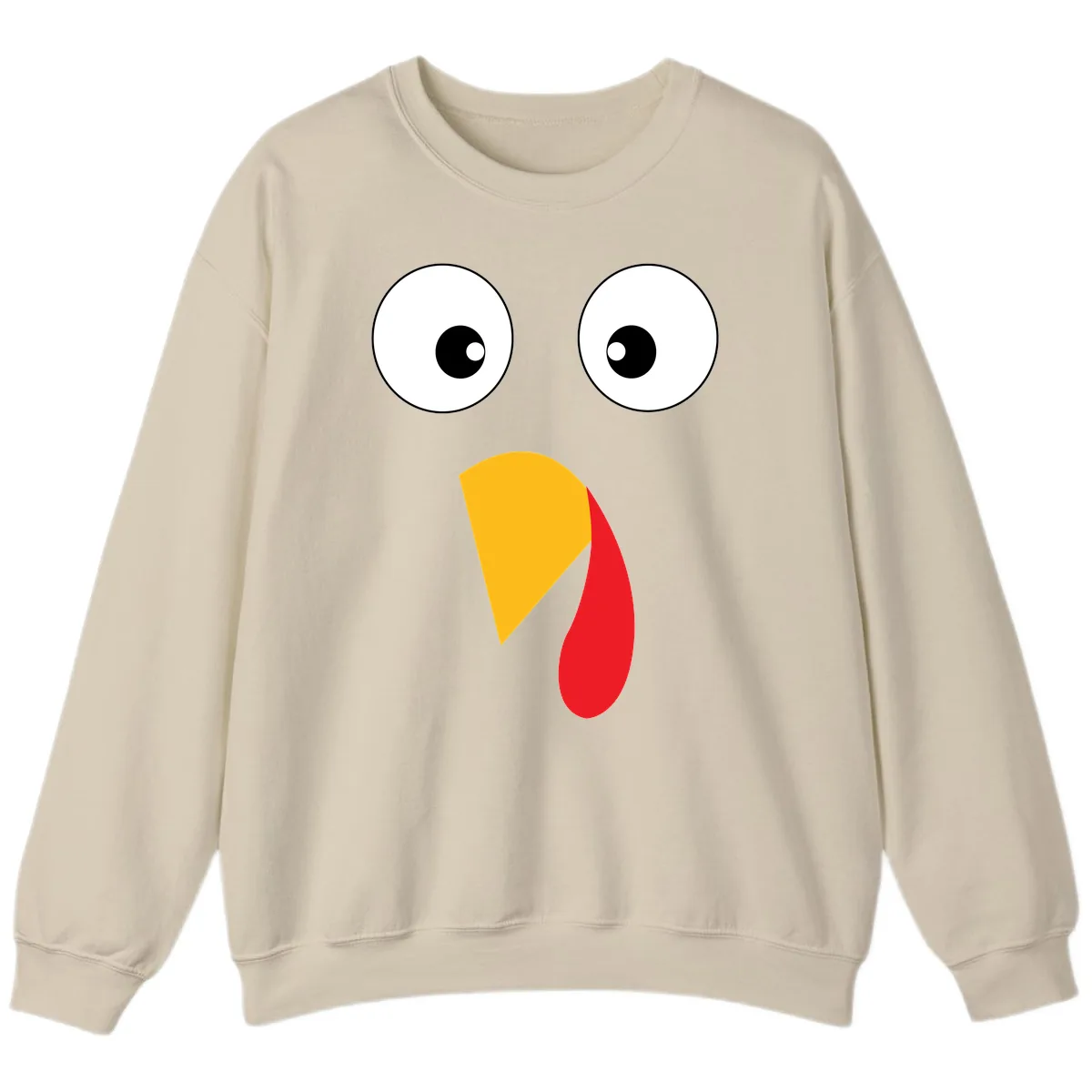 Googly Eyed Turkey Face Sweatshirt in Sand