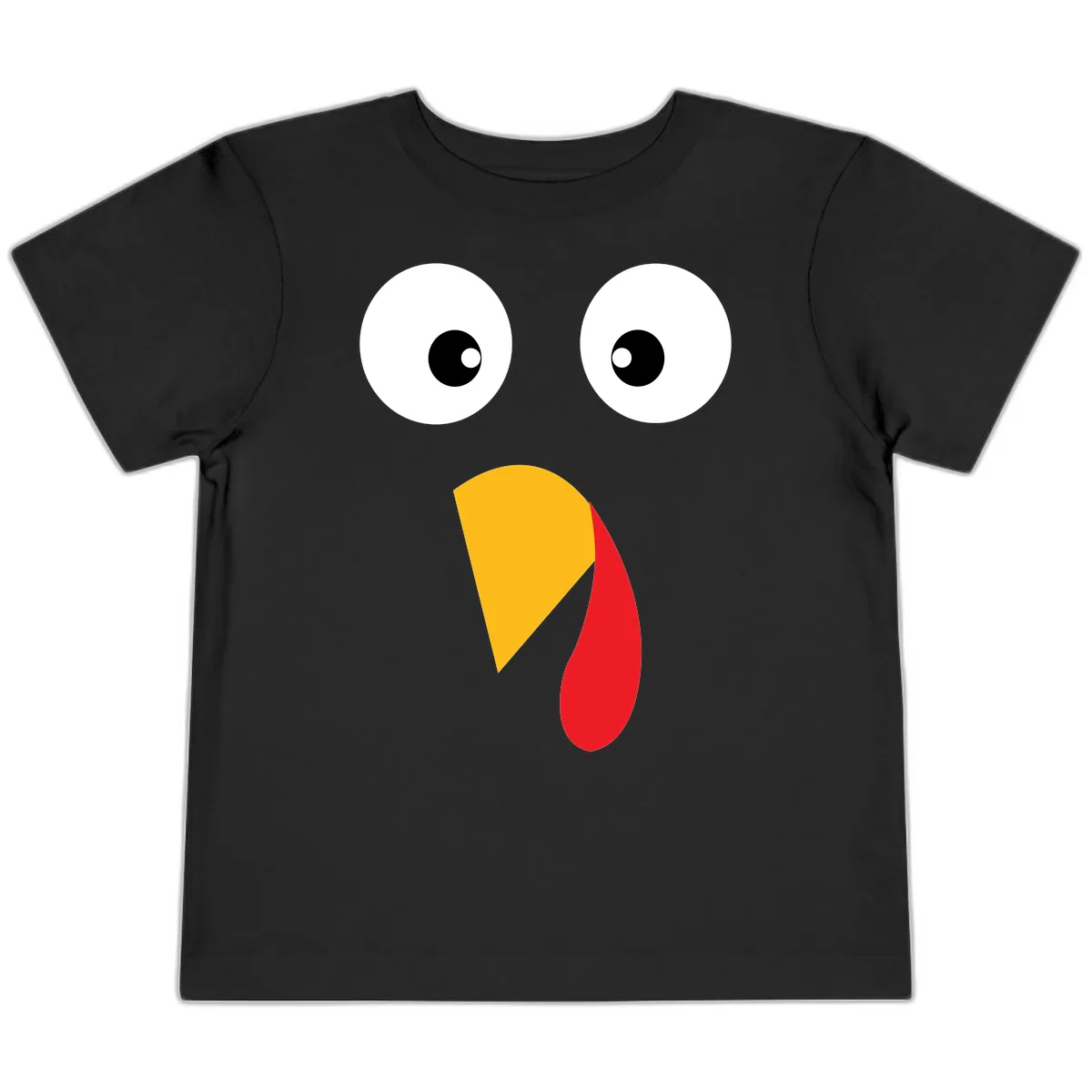 Googly Eyed Turkey Face Toddler T-Shirt in Black