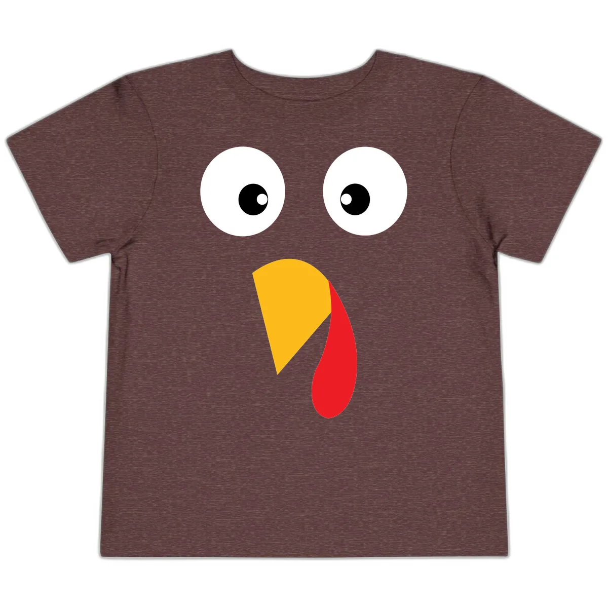 Googly Eyed Turkey Face Toddler T-Shirt in Heather Maroon