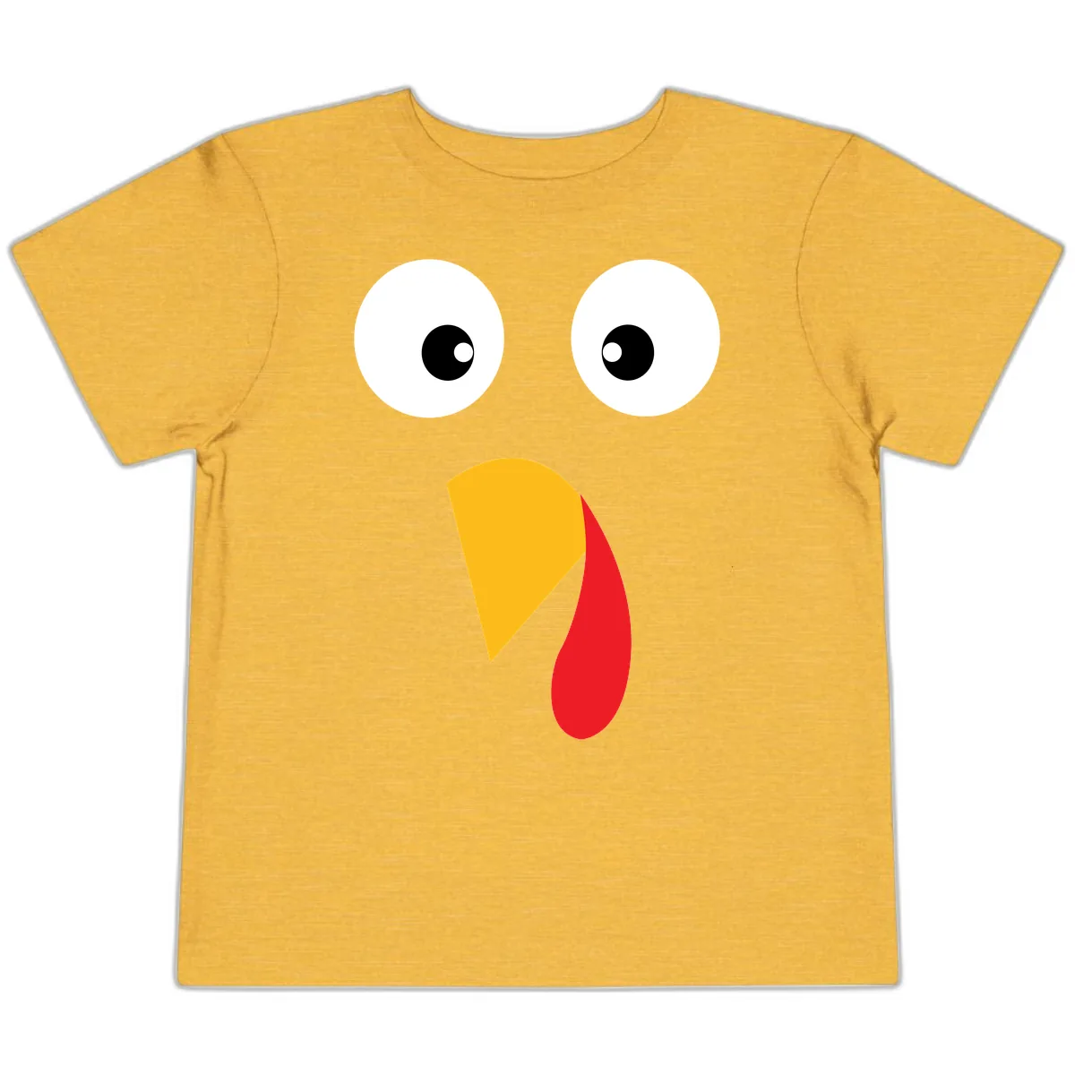 Googly Eyed Turkey Face Toddler T-Shirt in Heather Yellow Gold
