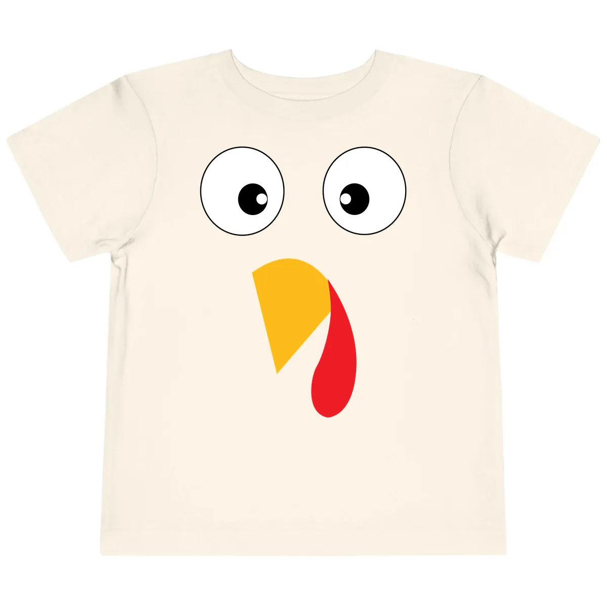 Googly Eyed Turkey Face Toddler T-Shirt in Natural
