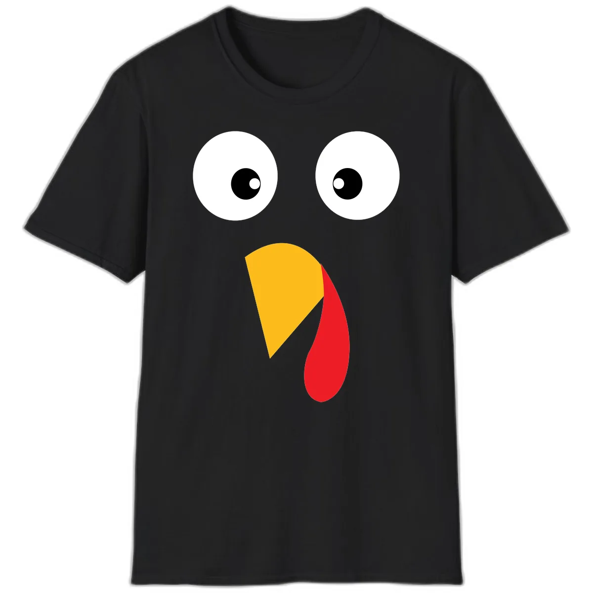 Googly Eyed Turkey Face T-Shirt in Black