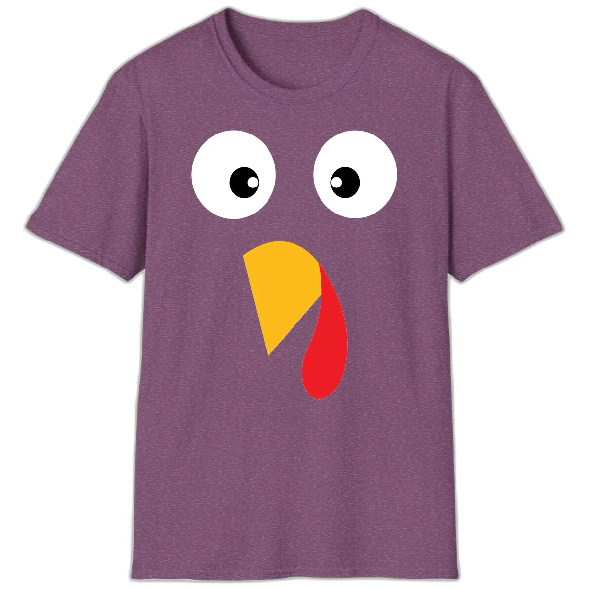 Googly Eyed Turkey Face T-Shirt in Heather Maroon
