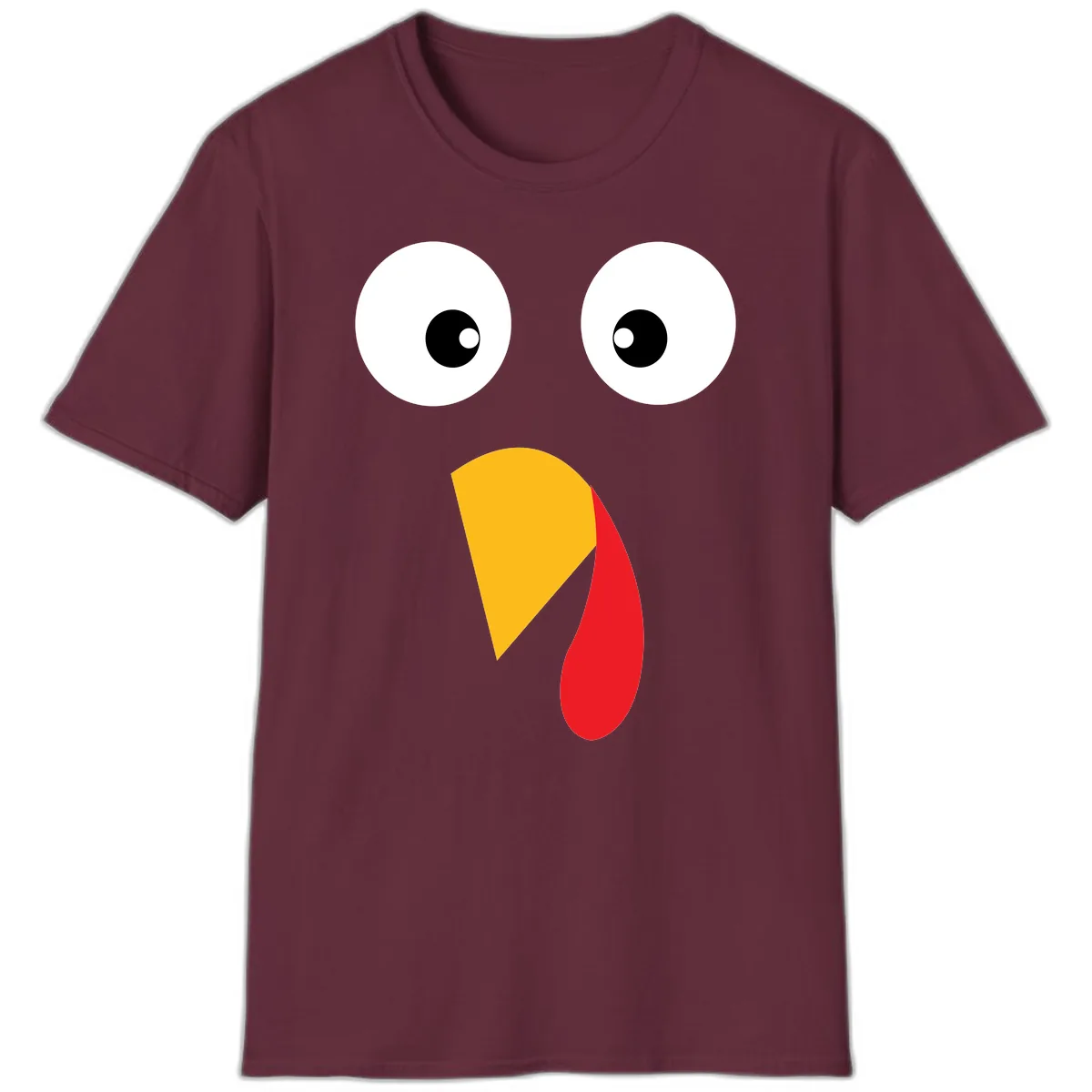 Googly Eyed Turkey Face T-Shirt in Maroon