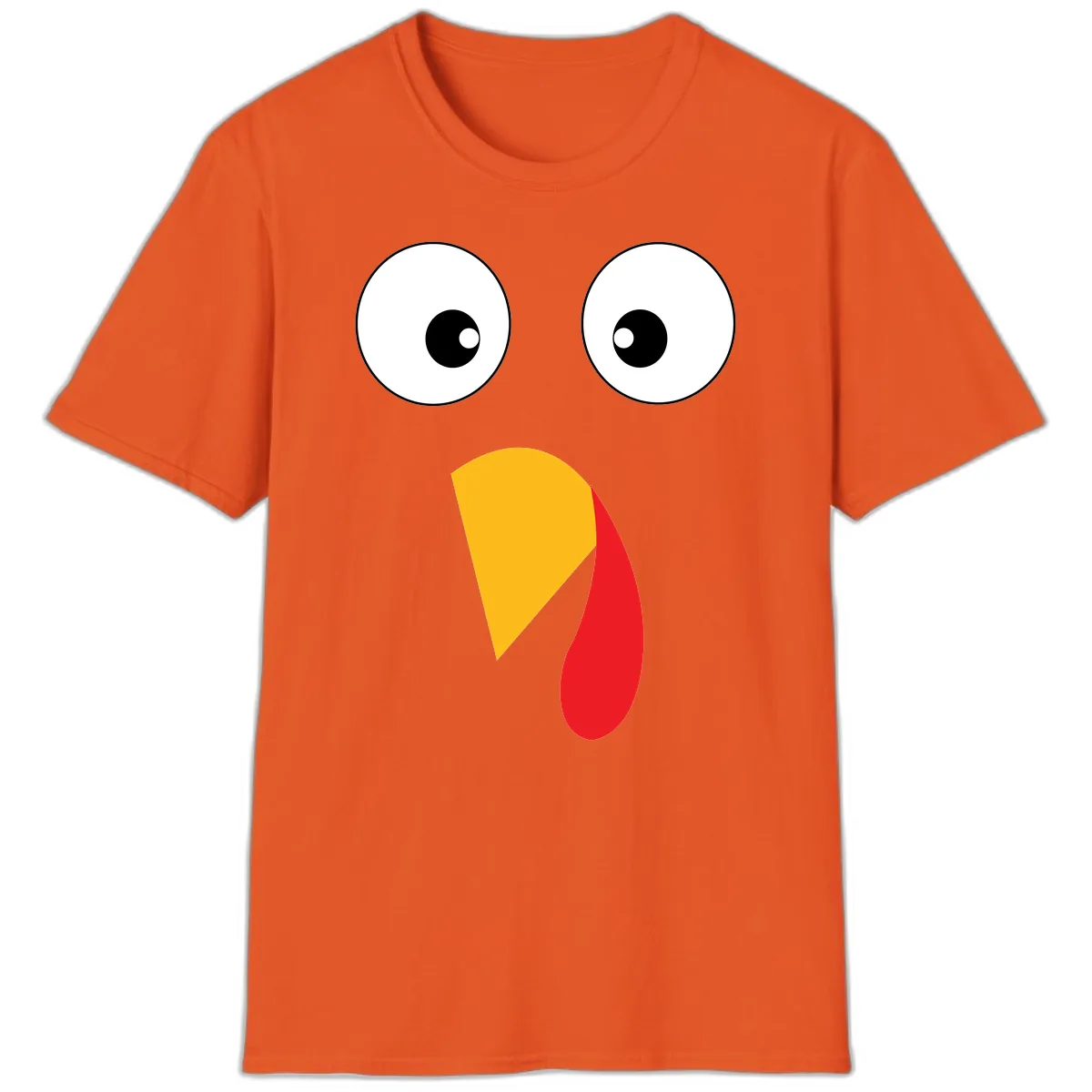 Googly Eyed Turkey Face T-Shirt in Orange
