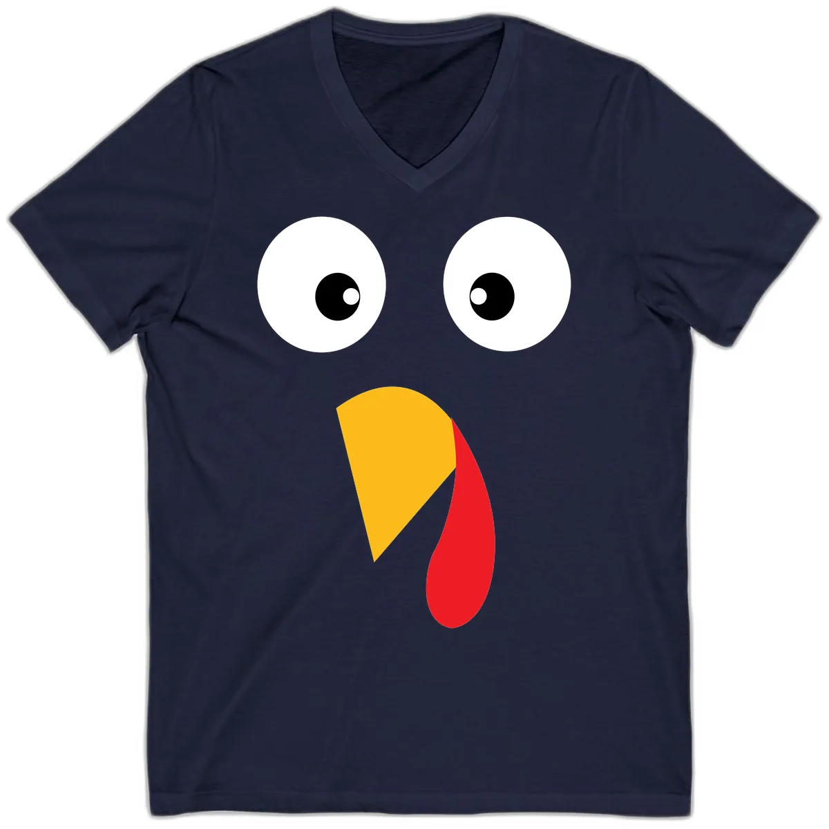 Googly Eyed Turkey Face V-Neck in Navy