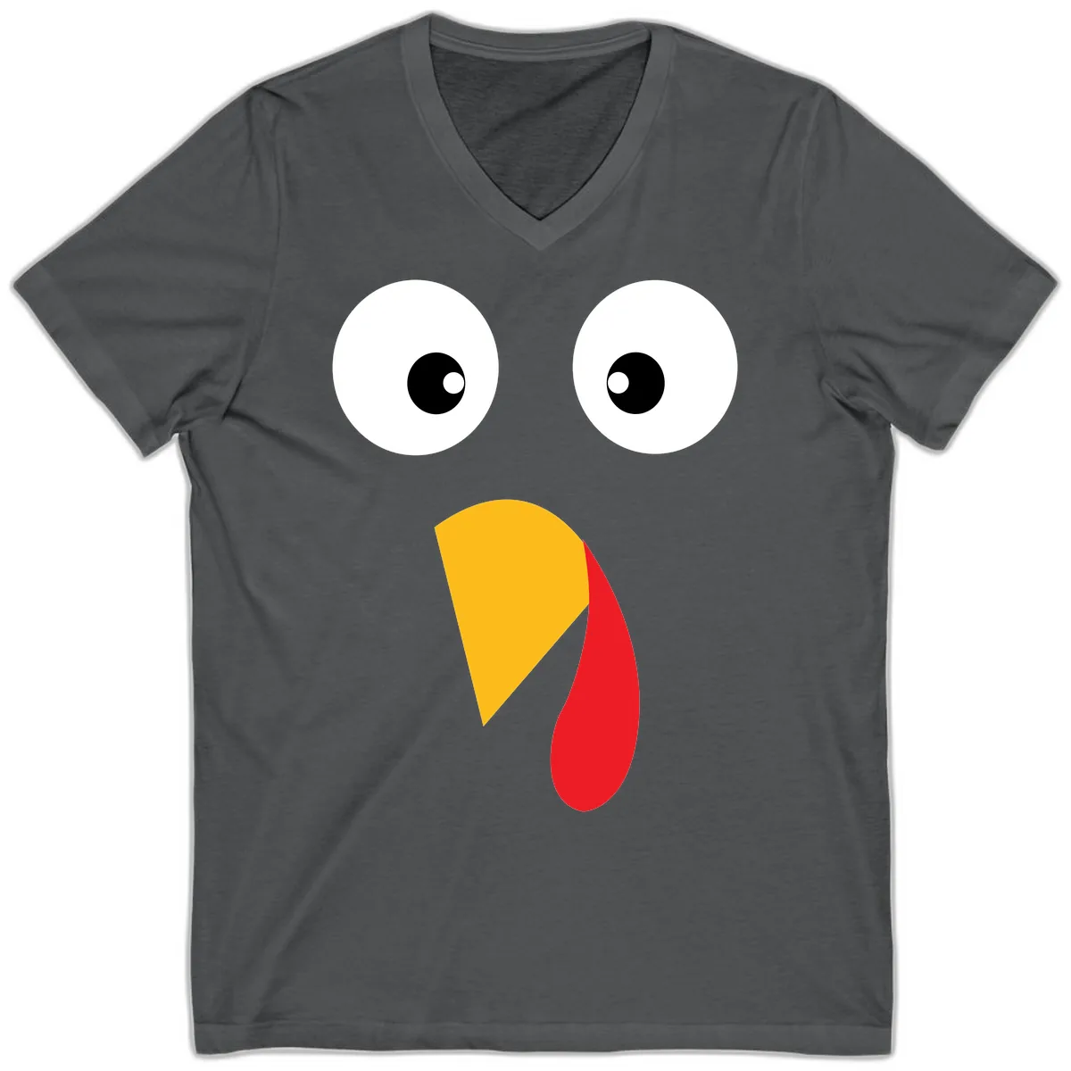 Googly Eyed Turkey Face V-Neck in Asphalt