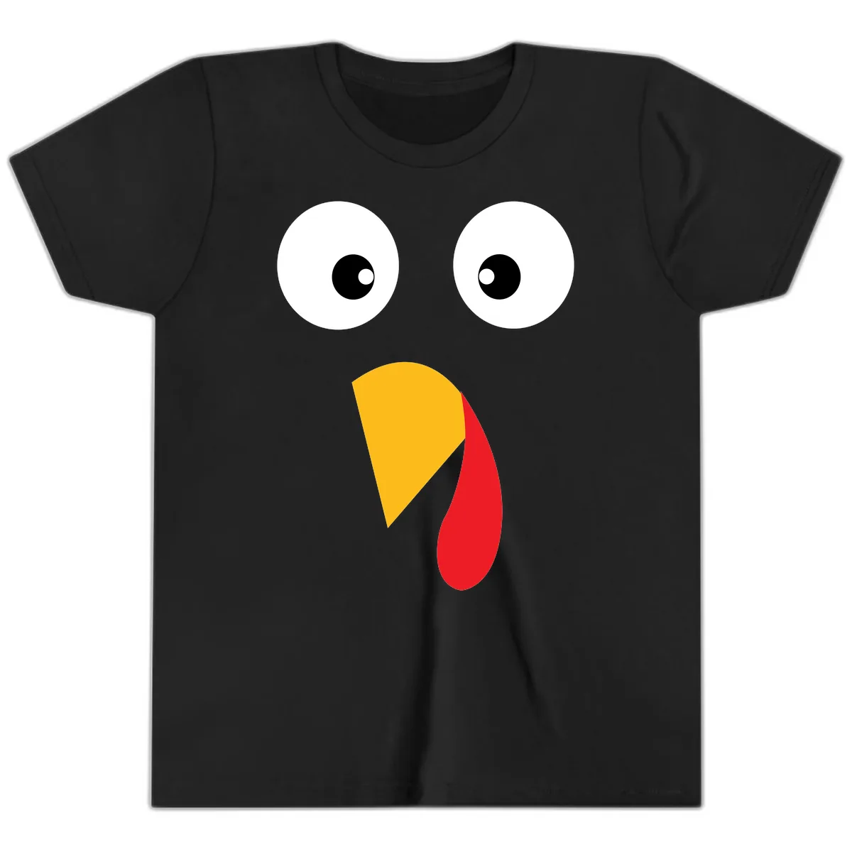 Googly Eyed Turkey Face Youth T-Shirt in Black