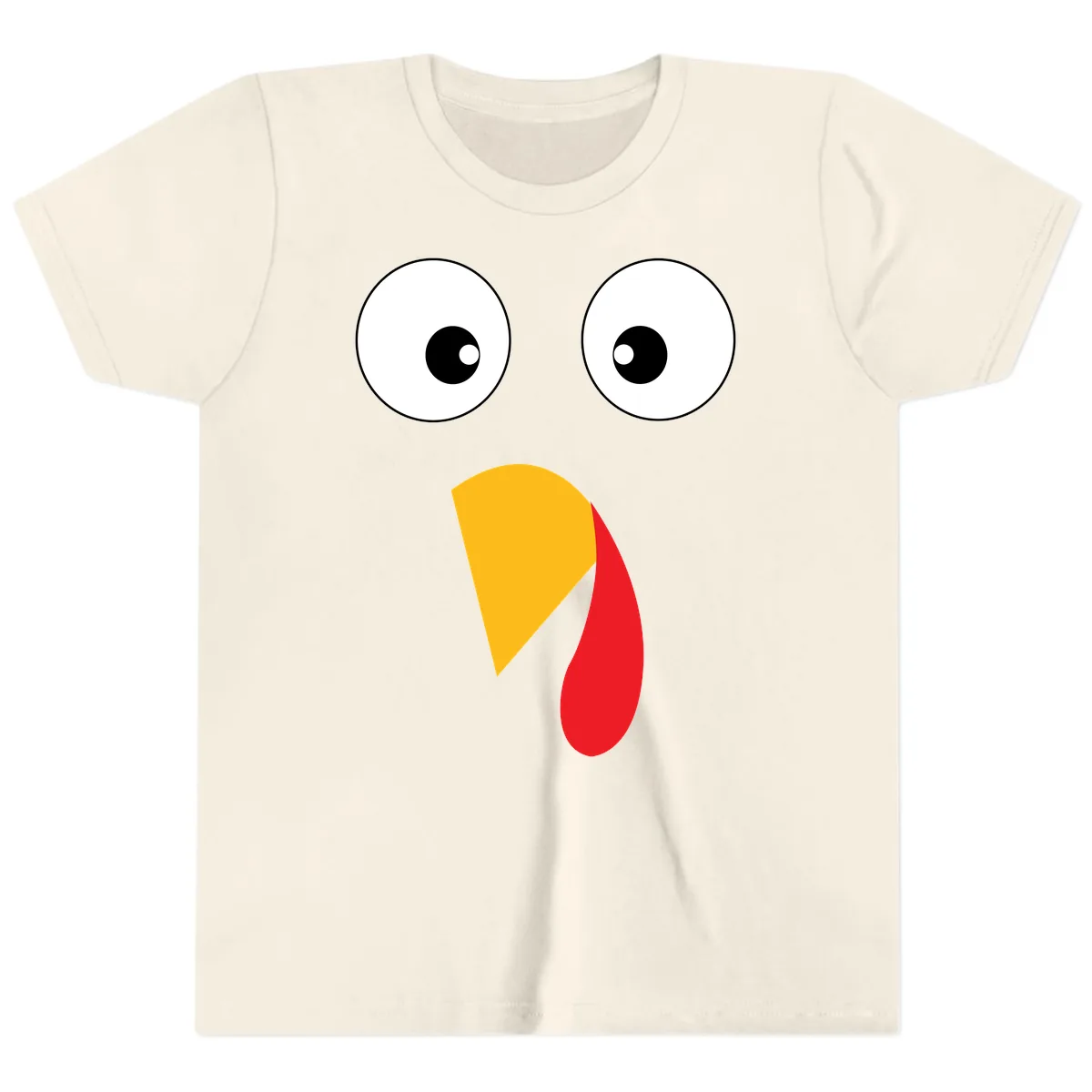 Googly Eyed Turkey Face Youth T-Shirt in Natural