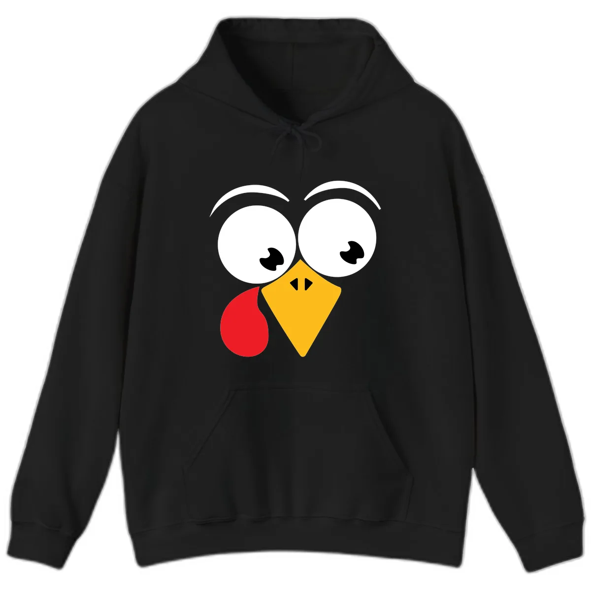 Googly Eyed Turkey Face Hoodie in Black