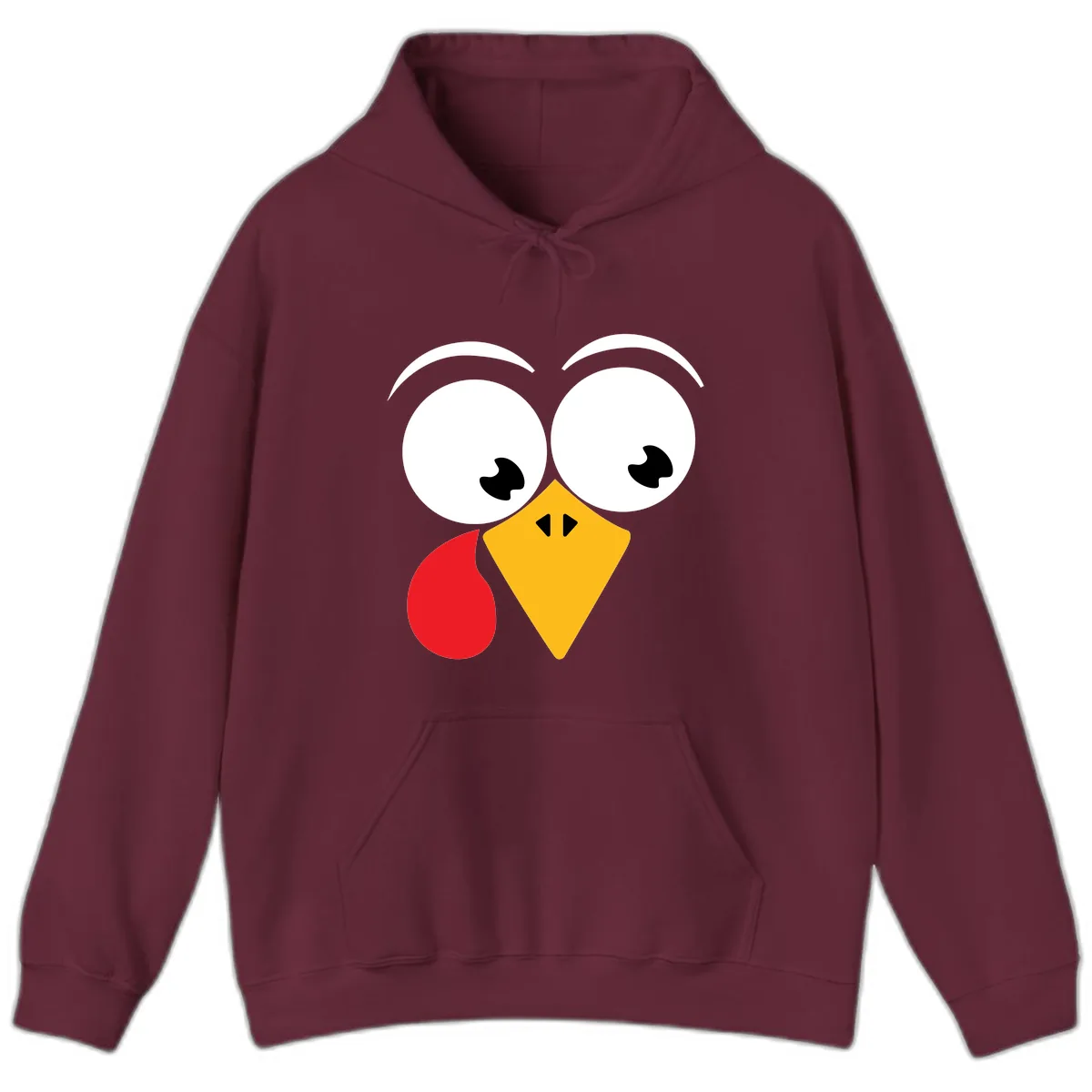 Googly Eyed Turkey Face Hoodie in Maroon