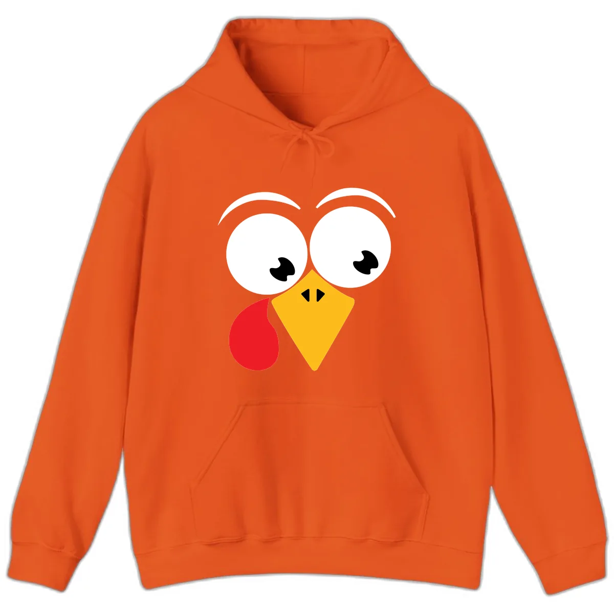 Googly Eyed Turkey Face Hoodie in Orange