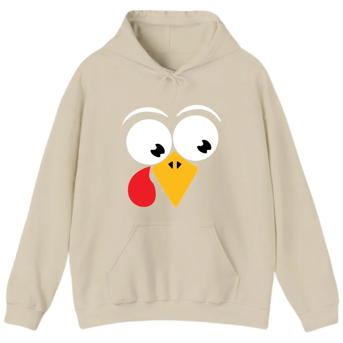 Googly Eyed Turkey Face Hoodie in Sand