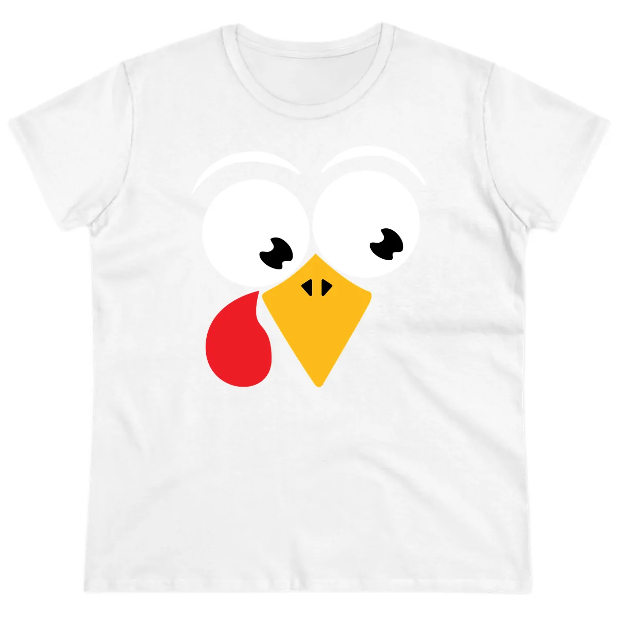 Googly Eyed Turkey Face Ladies Tee in White