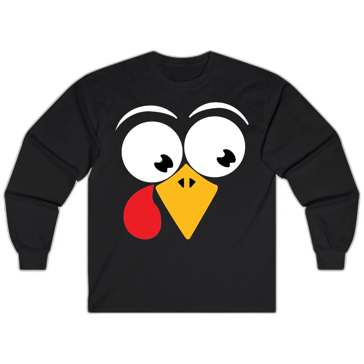 Googly Eyed Turkey Face Long Sleeve in Black