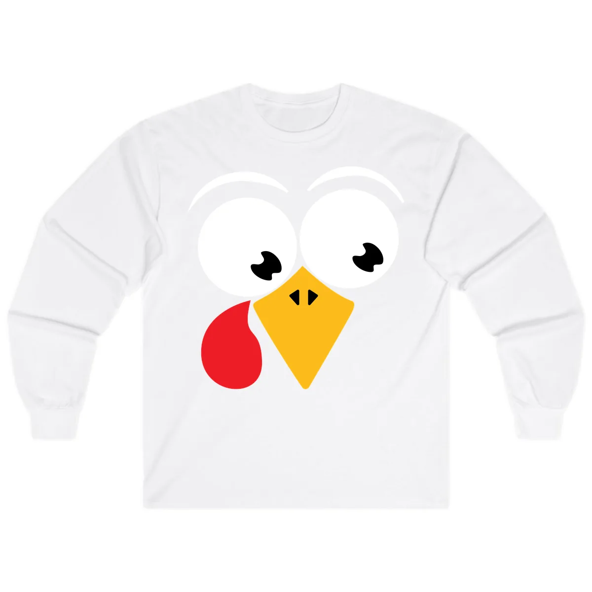 Googly Eyed Turkey Face Long Sleeve in White