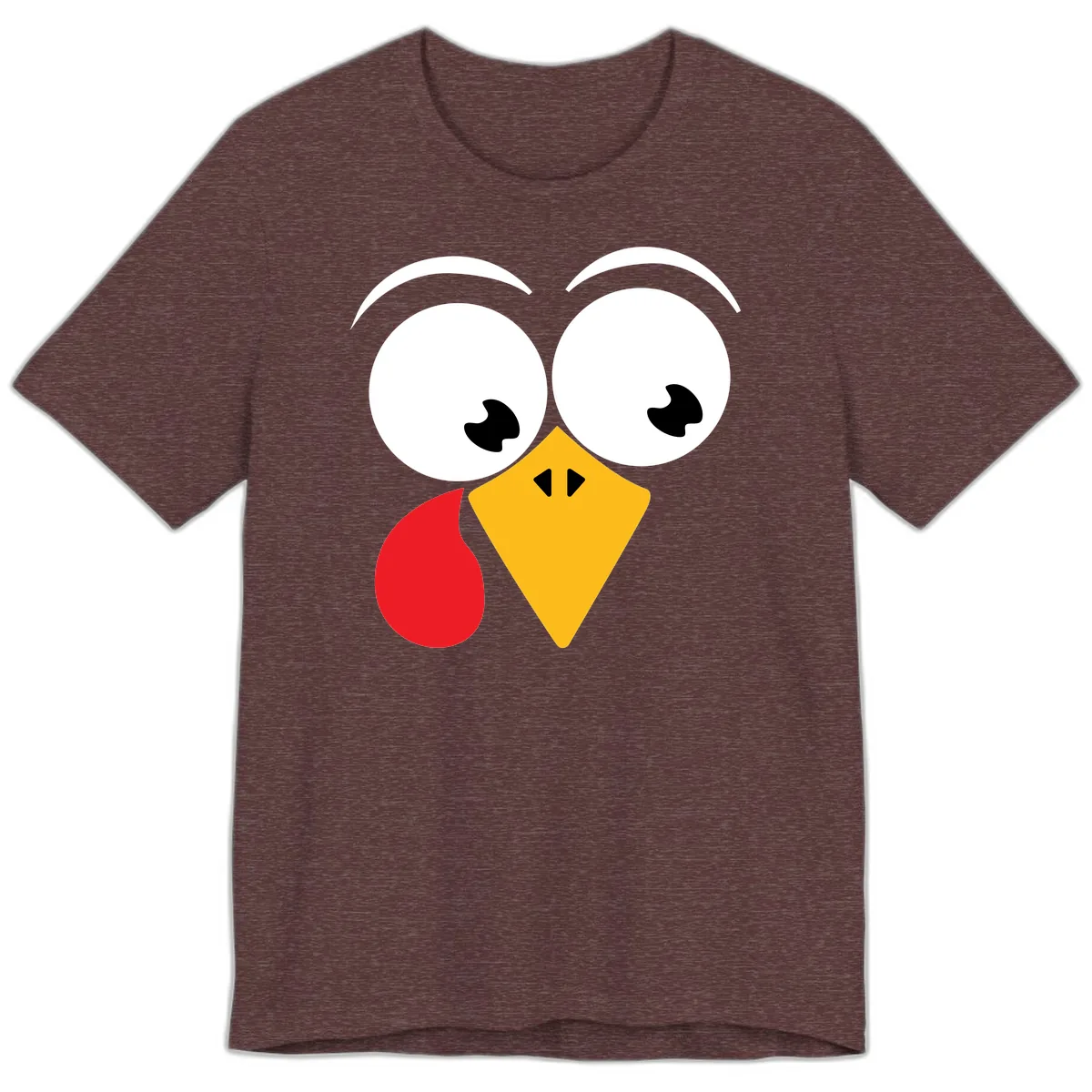 Googly Eyed Turkey Face Premium T-Shirt in Heather Maroon