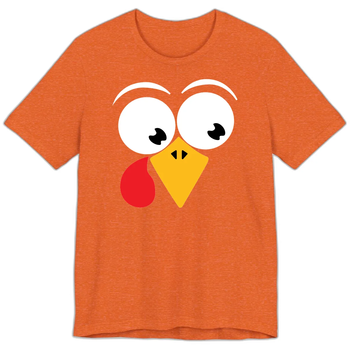 Googly Eyed Turkey Face Premium T-Shirt in Heather Orange