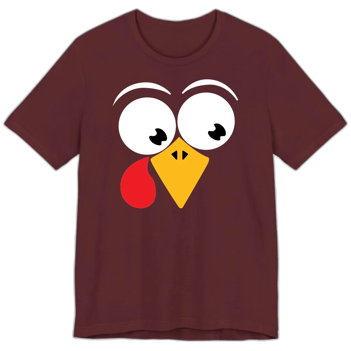 Googly Eyed Turkey Face Premium T-Shirt in Maroon