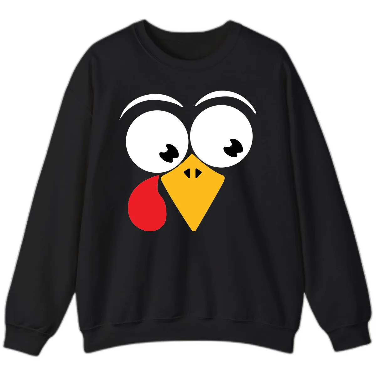 Googly Eyed Turkey Face Sweatshirt in Black