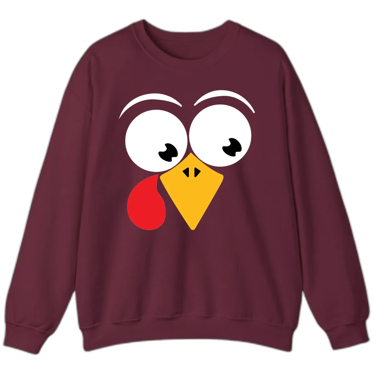 Googly Eyed Turkey Face Sweatshirt in Maroon