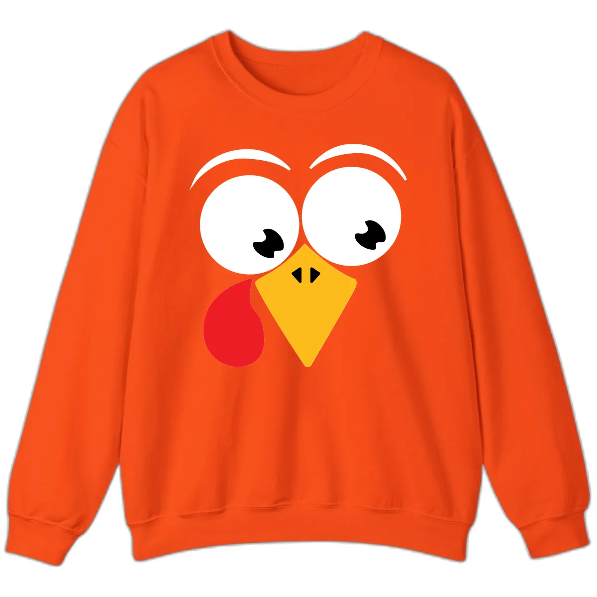 Googly Eyed Turkey Face Sweatshirt in Orange