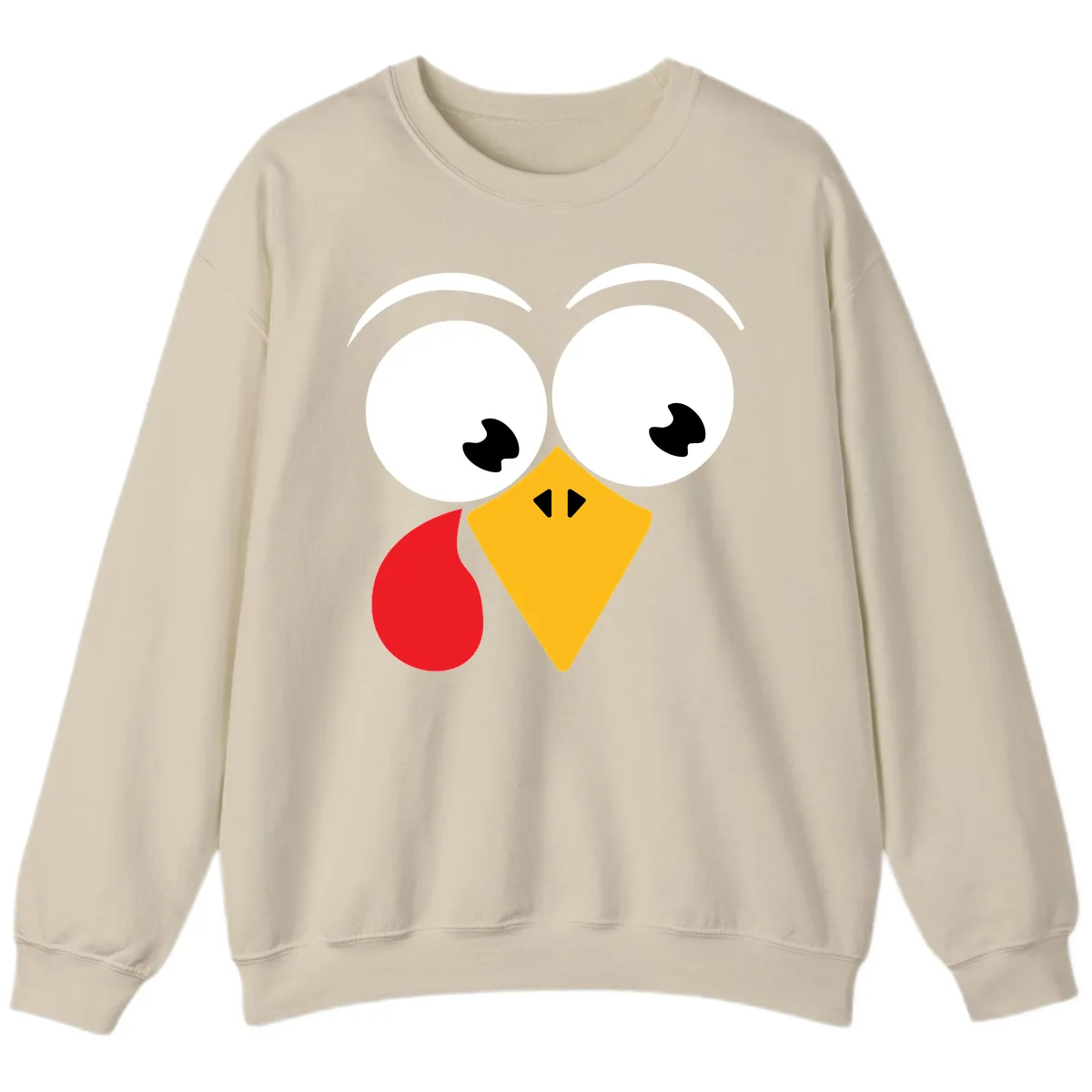Googly Eyed Turkey Face Sweatshirt in Sand