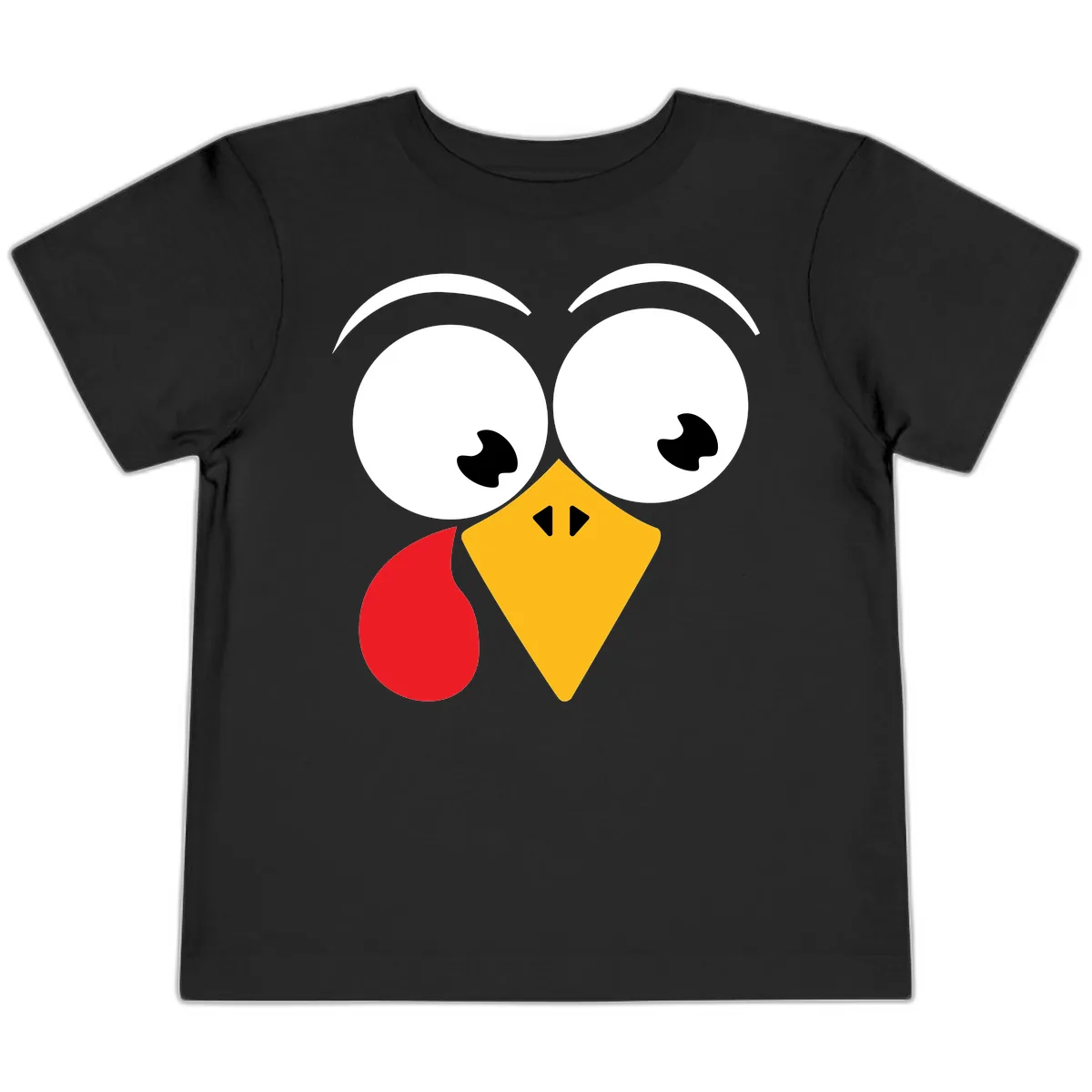 Googly Eyed Turkey Face Toddler T-Shirt in Black
