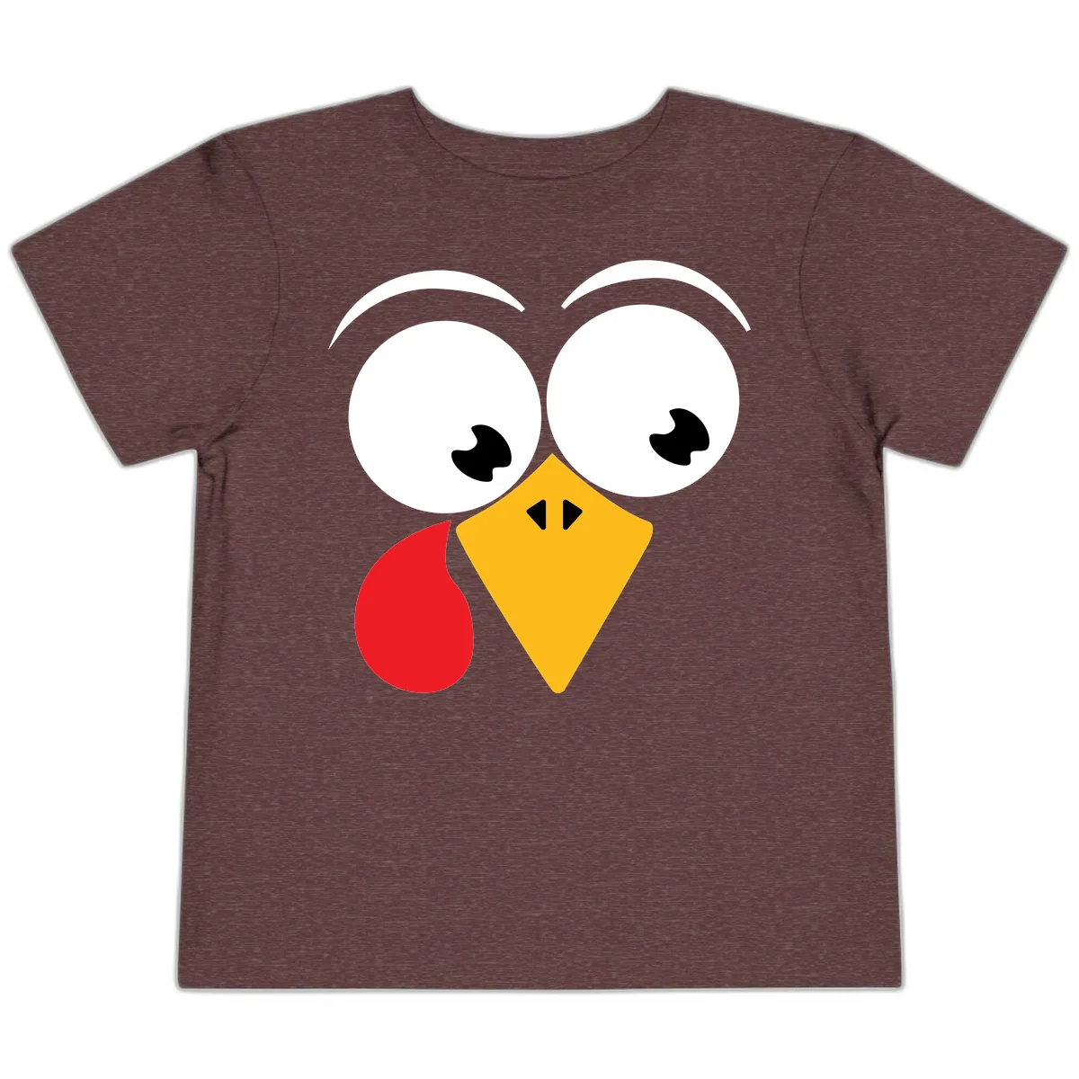 Googly Eyed Turkey Face Toddler T-Shirt in Heather Maroon