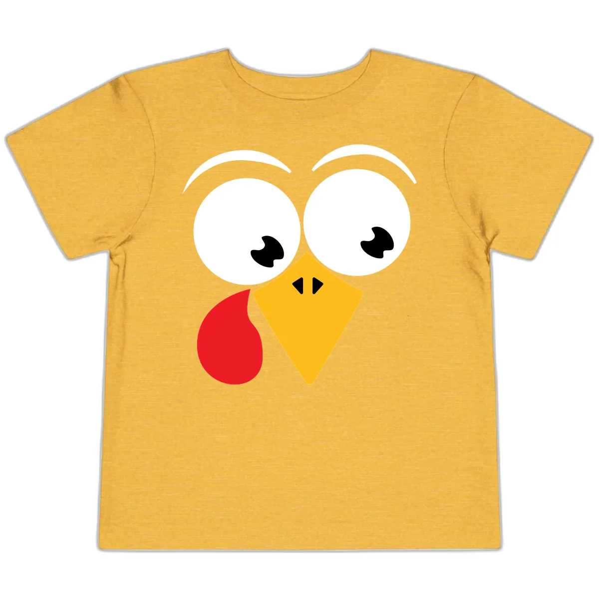 Googly Eyed Turkey Face Toddler T-Shirt in Heather Yellow Gold