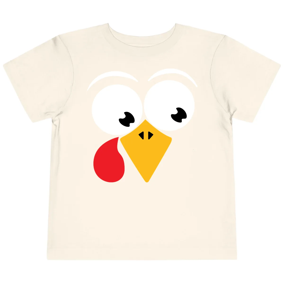 Googly Eyed Turkey Face Toddler T-Shirt in Natural