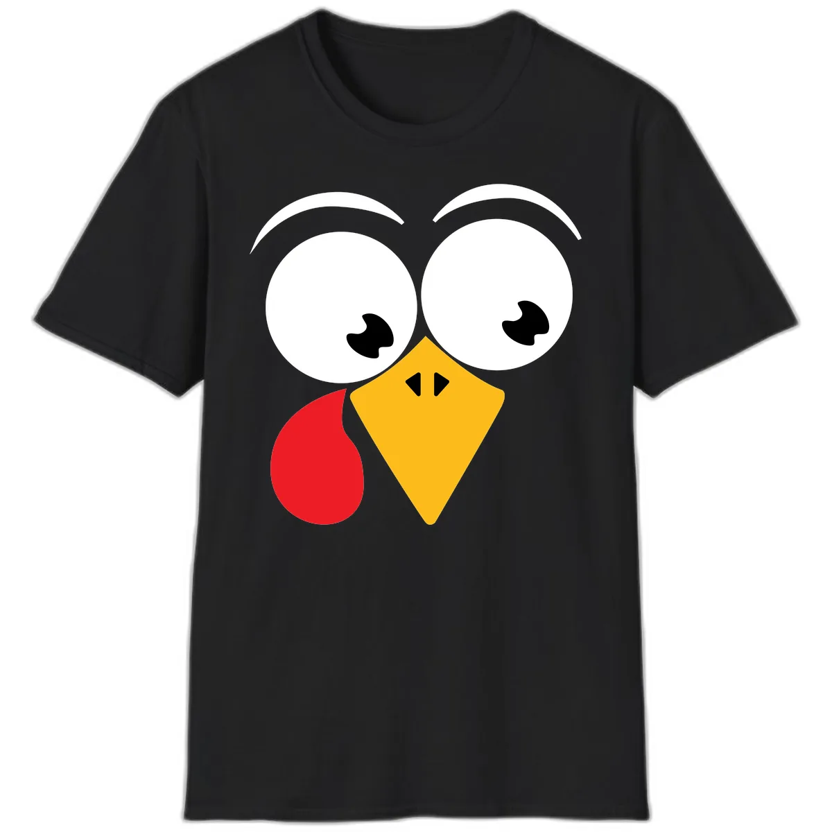 Googly Eyed Turkey Face T-Shirt in Black