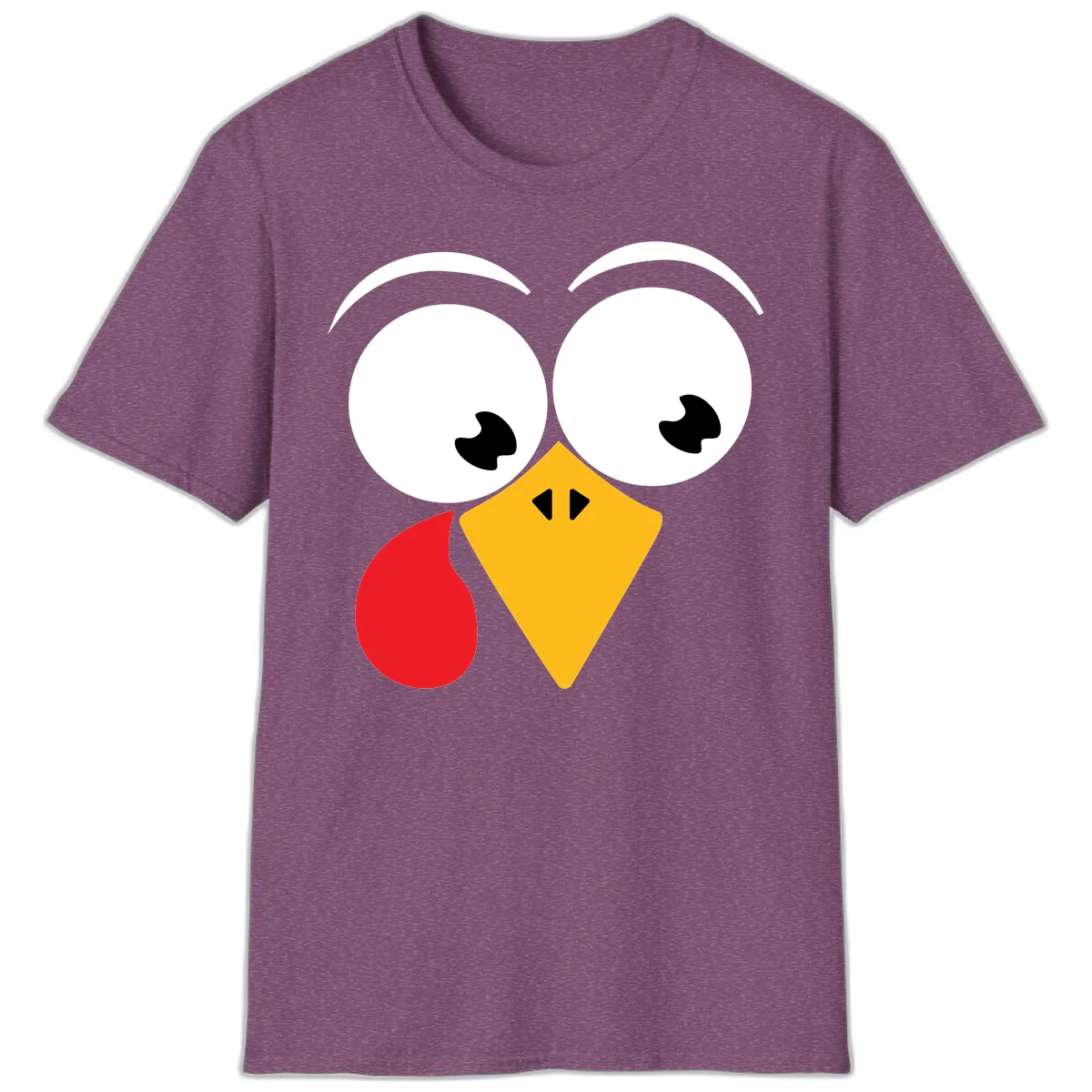 Googly Eyed Turkey Face T-Shirt in Heather Maroon