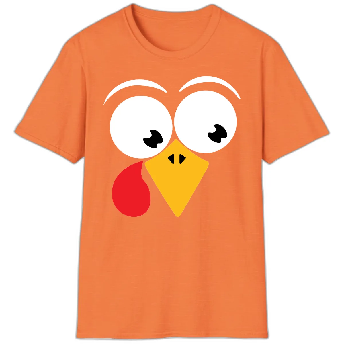 Googly Eyed Turkey Face T-Shirt in Heather Orange