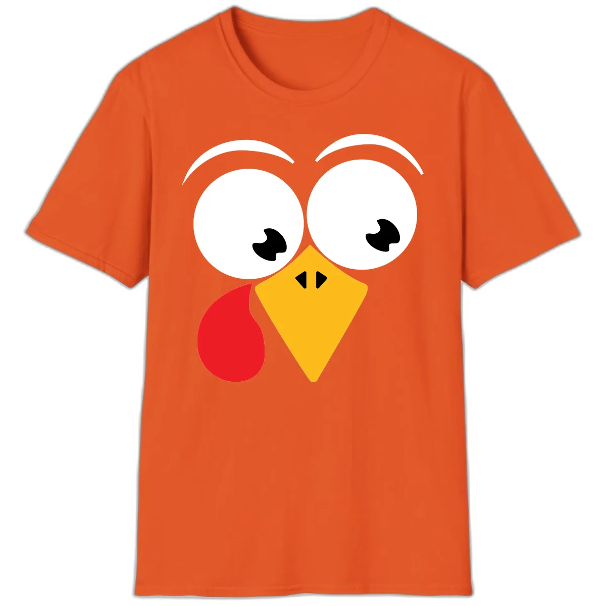 Googly Eyed Turkey Face T-Shirt in Orange