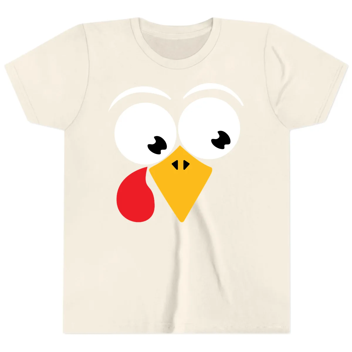 Googly Eyed Turkey Face Youth T-Shirt in Natural