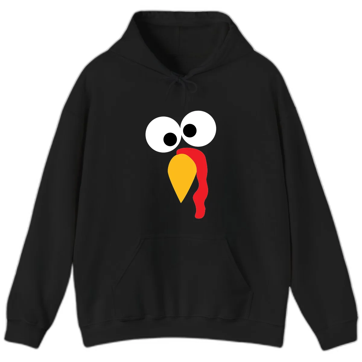 Googly Eyed Turkey Face Hoodie in Black
