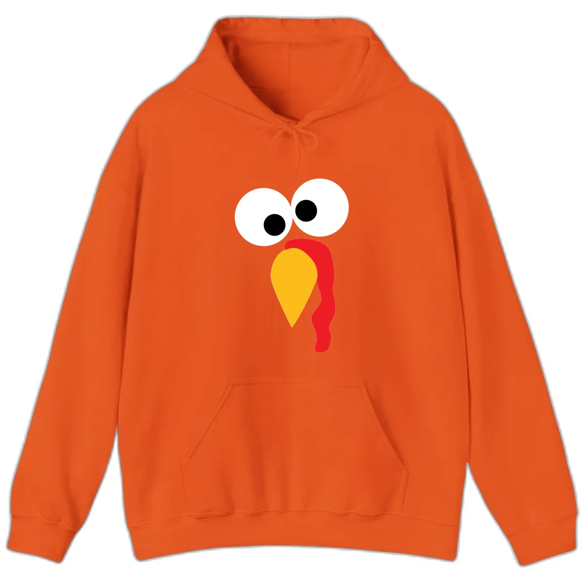 Googly Eyed Turkey Face Hoodie in Orange