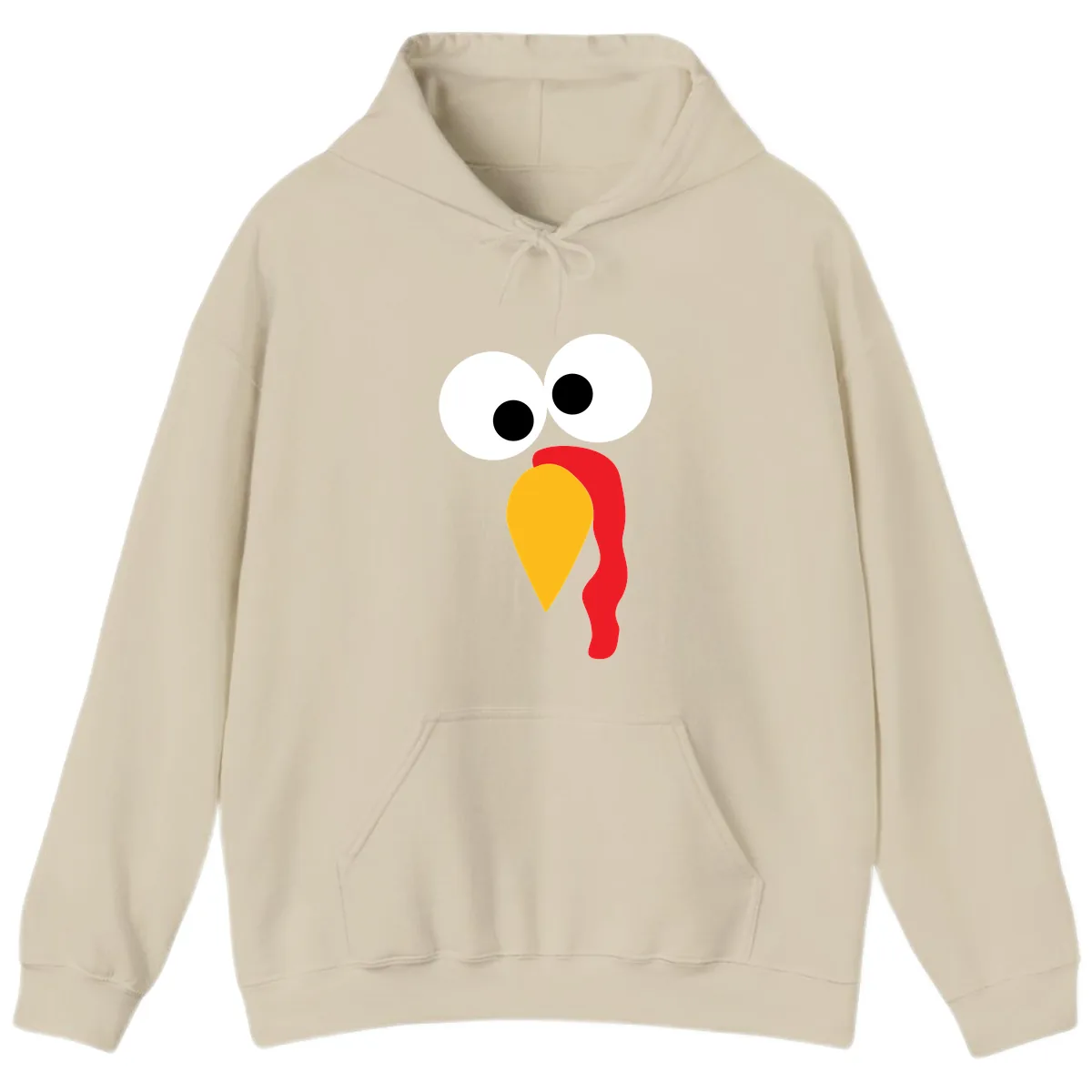 Googly Eyed Turkey Face Hoodie in Sand