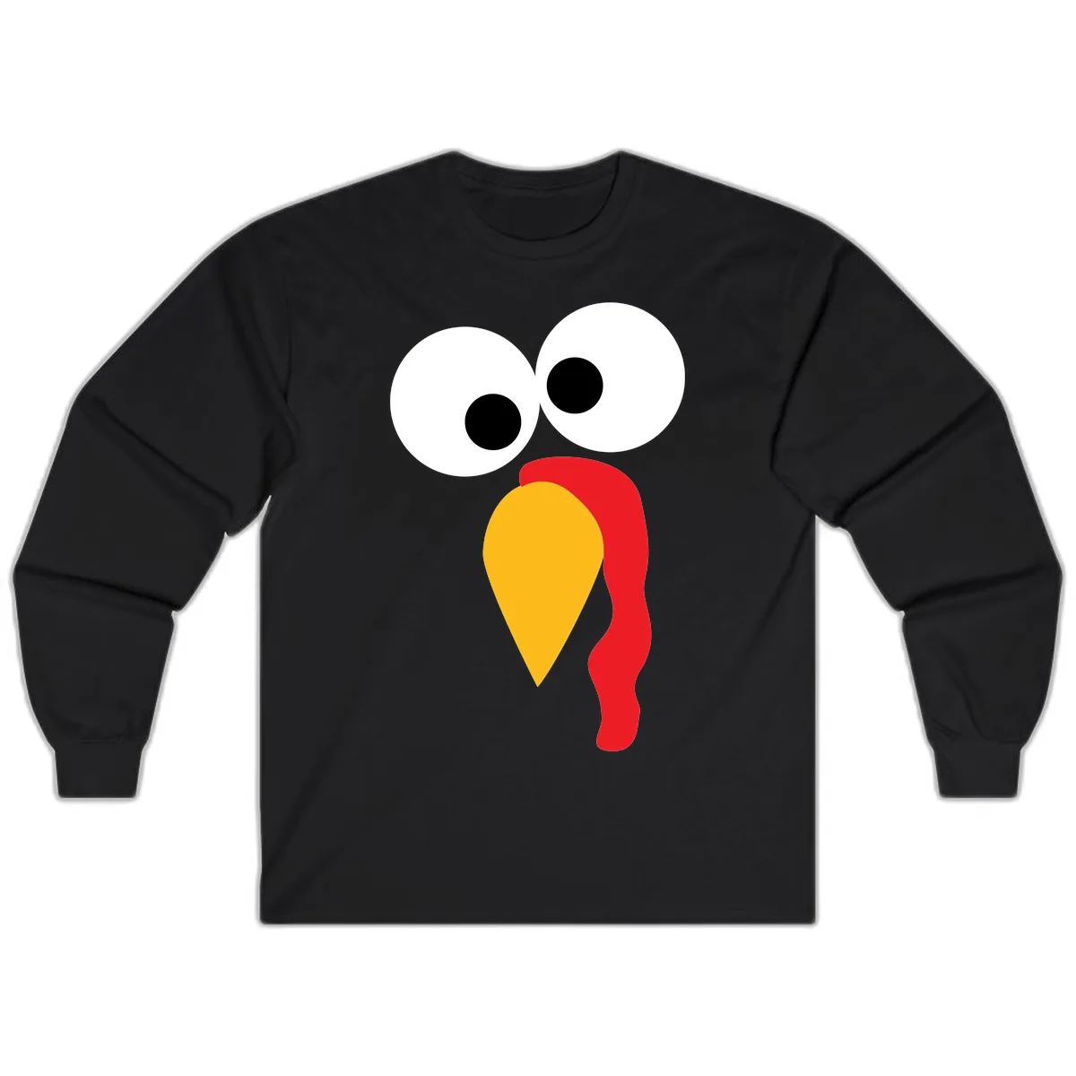 Googly Eyed Turkey Face Long Sleeve in Black