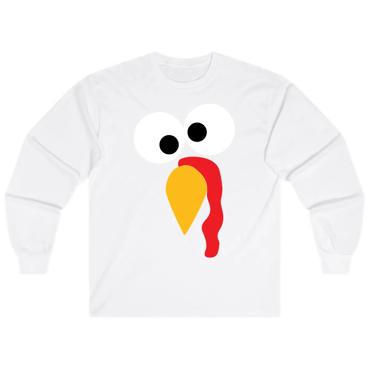 Googly Eyed Turkey Face Long Sleeve in White
