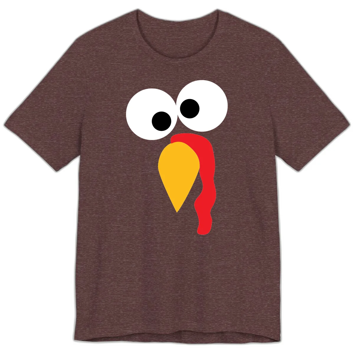 Googly Eyed Turkey Face Premium T-Shirt in Heather Maroon