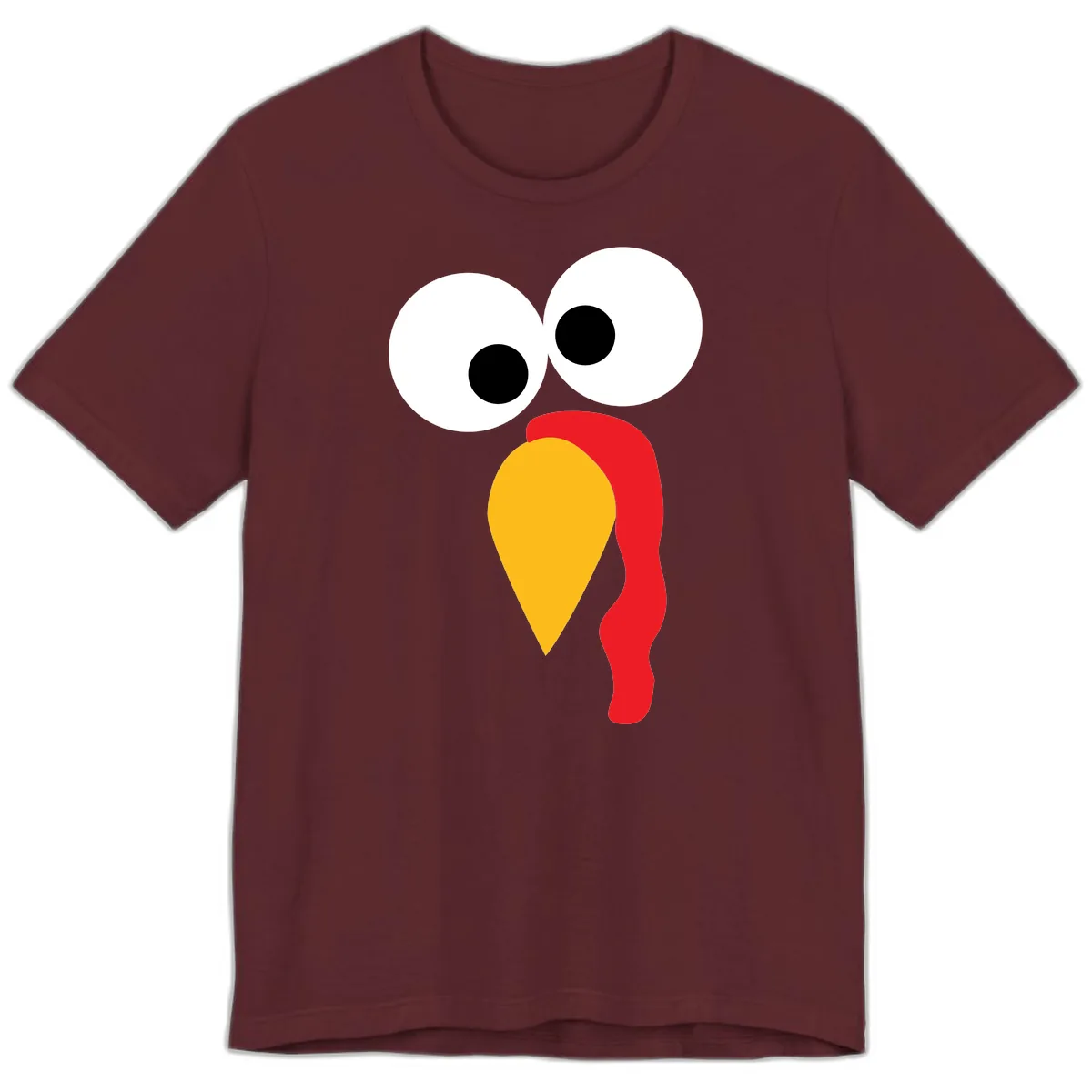 Googly Eyed Turkey Face Premium T-Shirt in Maroon