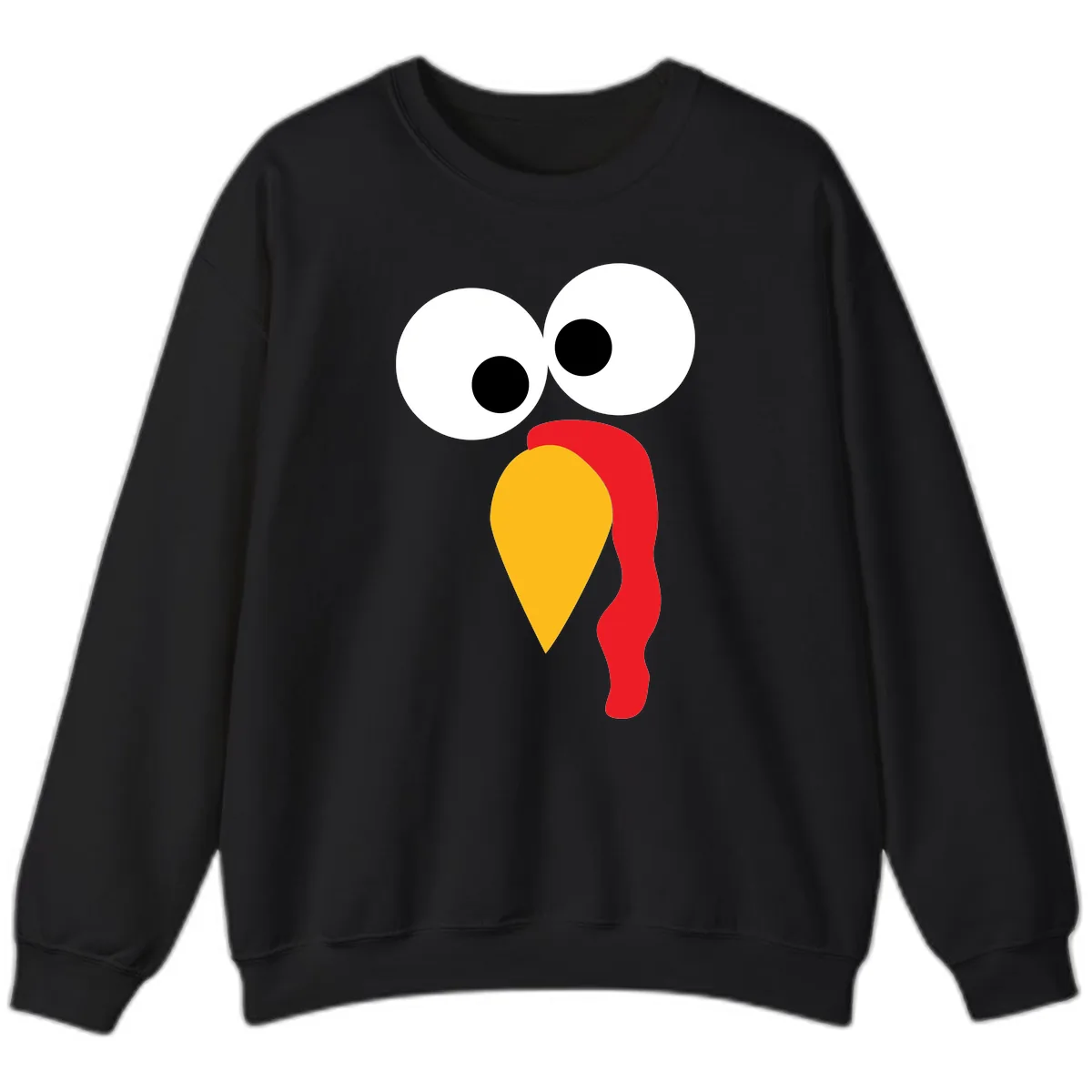 Googly Eyed Turkey Face Sweatshirt in Black